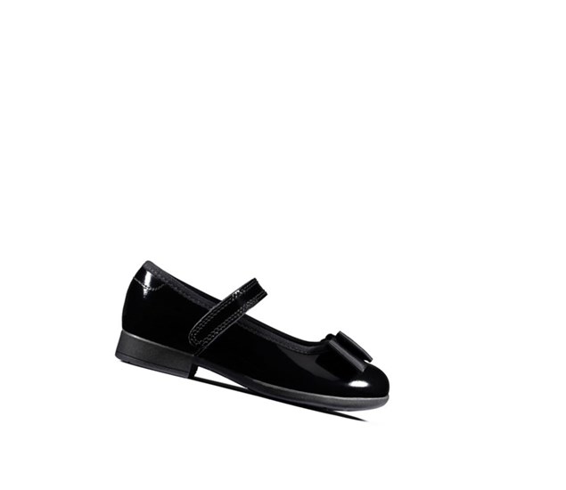 Buty Codzienne Clarks Scala Tap Lakierowana Tekstylne Dziewczynka Czarne | JQYGTK784