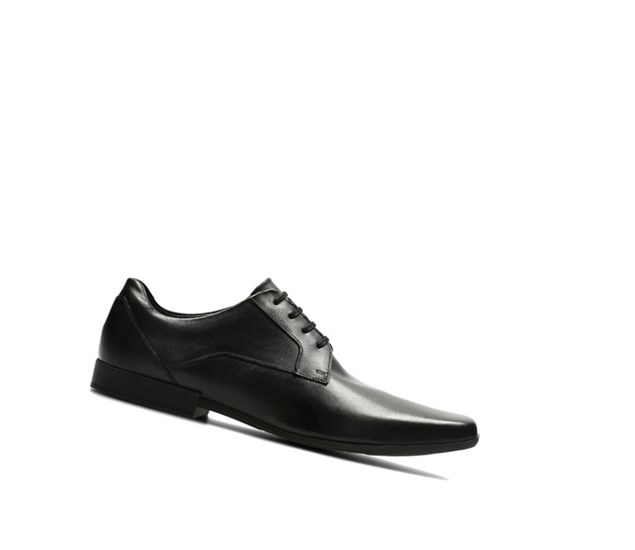 Buty Skórzane Clarks Glement Koronkowe Skórzane Męskie Czarne | SUWJKB796