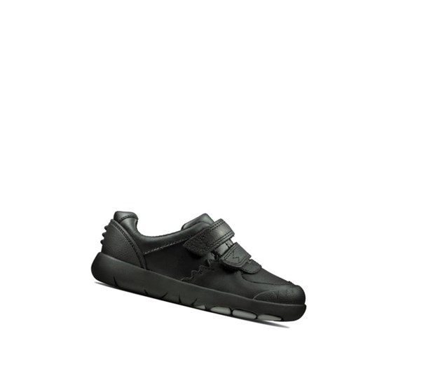 Buty Skórzane Clarks Rex Pace Skórzane Chłopięce Czarne | LTQOFB924