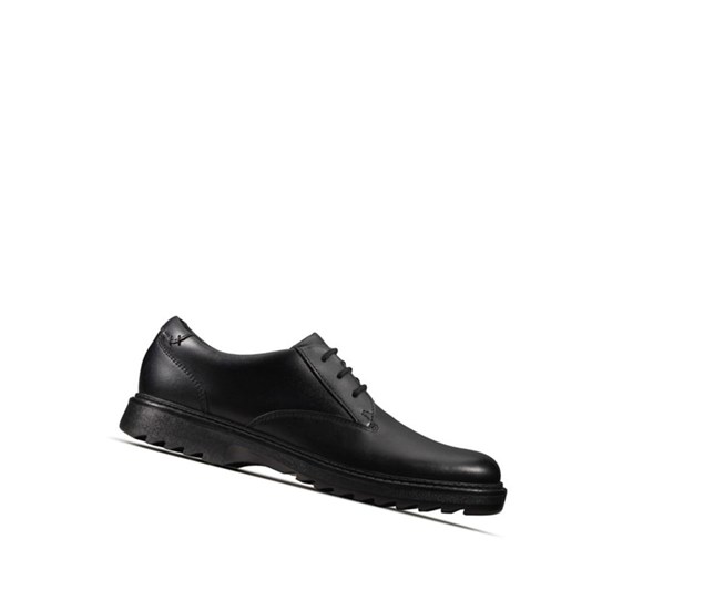 Buty Szkolne Clarks Asher Jazz Skórzane Chłopięce Czarne | WTBYSM159