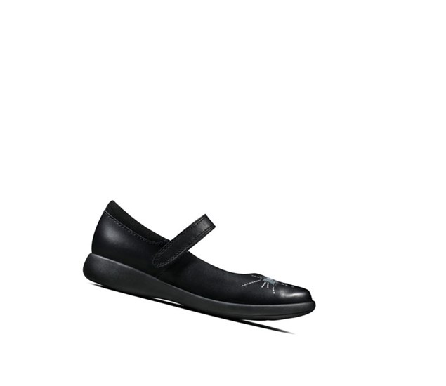 Buty Szkolne Clarks Etch Spark Skórzane Dziewczynka Czarne | FUCKLJ079