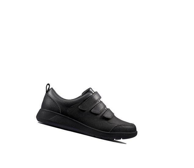 Buty Szkolne Clarks Scape Sky Skórzane Chłopięce Czarne | PBSKMJ716