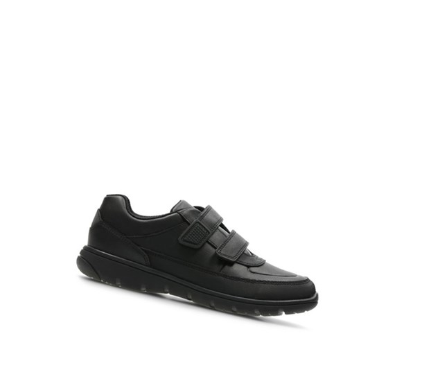 Buty Szkolne Clarks Venture Walk Skórzane Chłopięce Czarne | GEZDWO056