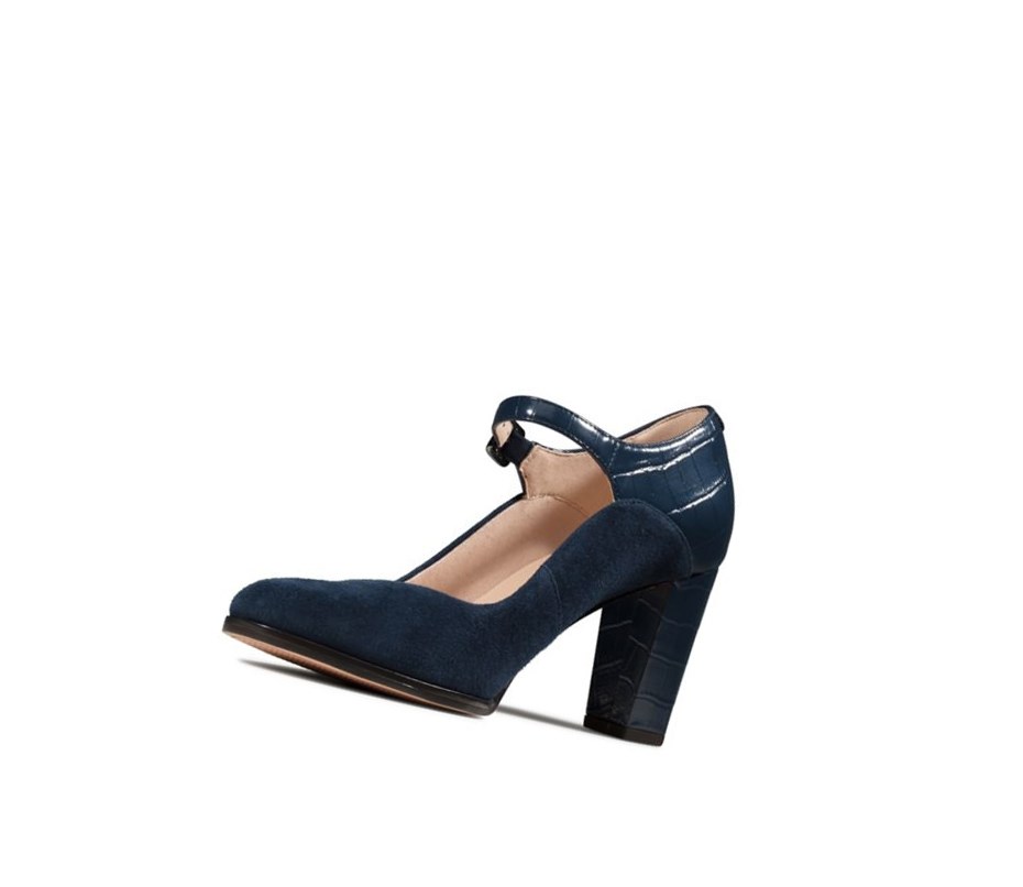 Botki Na Obcasie Clarks Kaylin Alba Zamszowe Damskie Granatowe | JYFLVN490