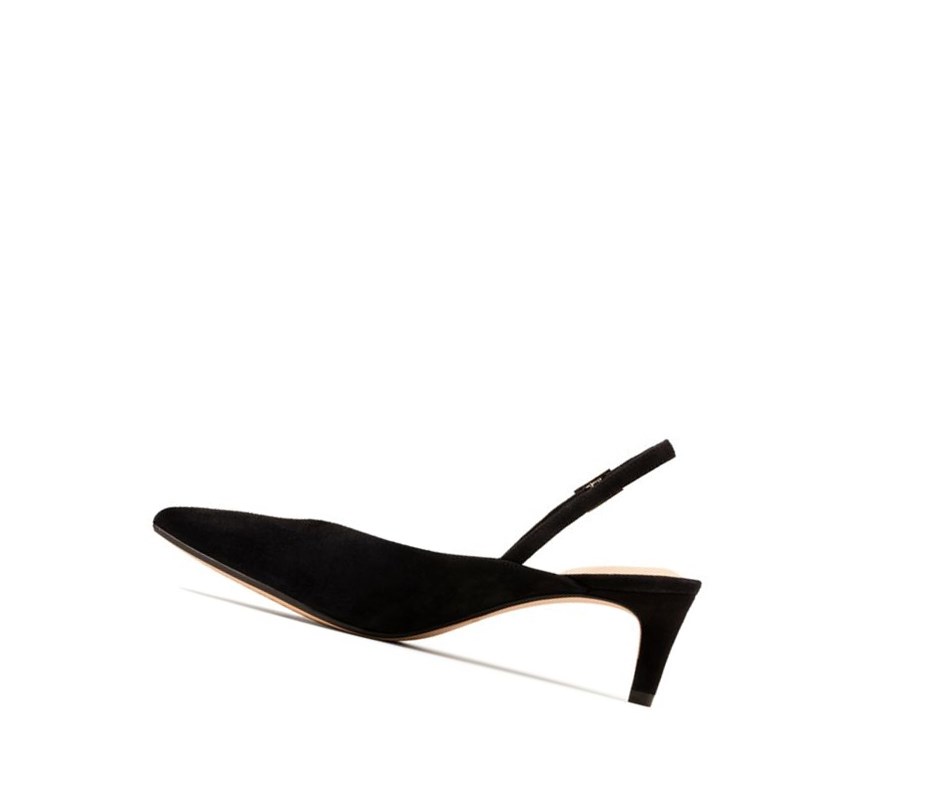 Botki Na Obcasie Clarks Laina 55 Sling Zamszowe Damskie Czarne | QBNZWE751