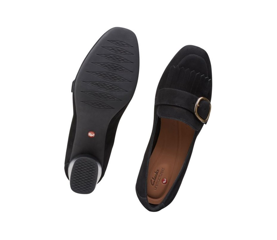 Botki Na Obcasie Clarks Un Cosmo Go Zamszowe Damskie Czarne | BYQGSK512