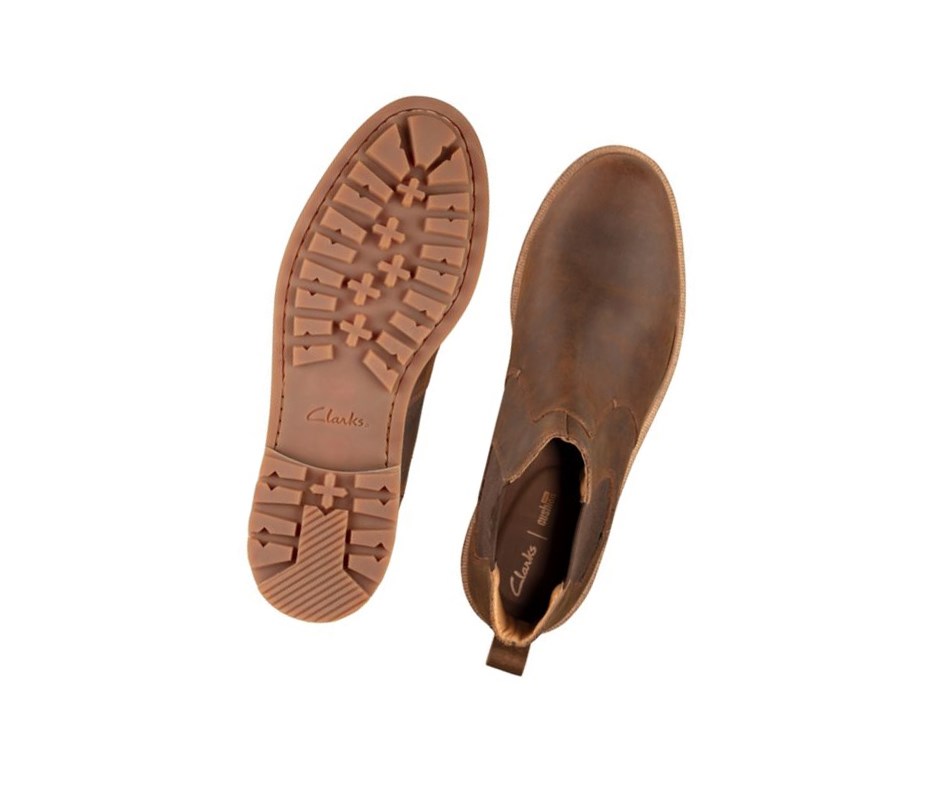 Buty Chelsea Clarks Foxwell Top Skórzane Męskie Ciemny Brązowe | ATRYXU406