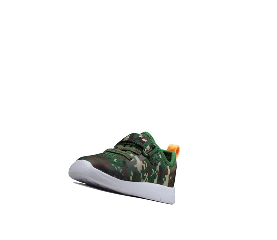 Buty Codzienne Clarks Ath Flux Tekstylne Chłopięce Oliwkowe Camo | SAKVFB478