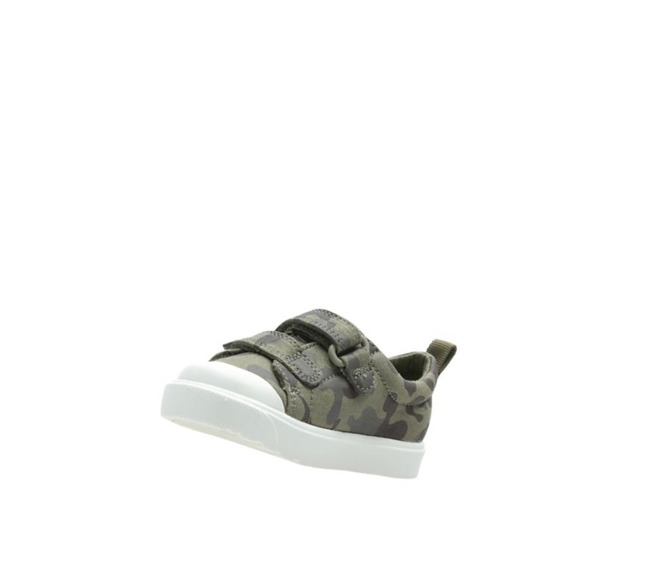 Buty Codzienne Clarks City Flare Lo Chłopięce Oliwkowe Camo | DQASKO165