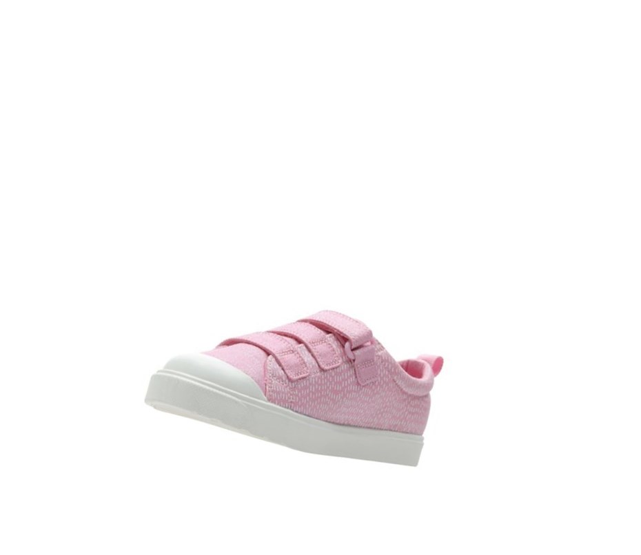 Buty Codzienne Clarks City Flare Lo Dziewczynka Różowe | QEHMYJ681