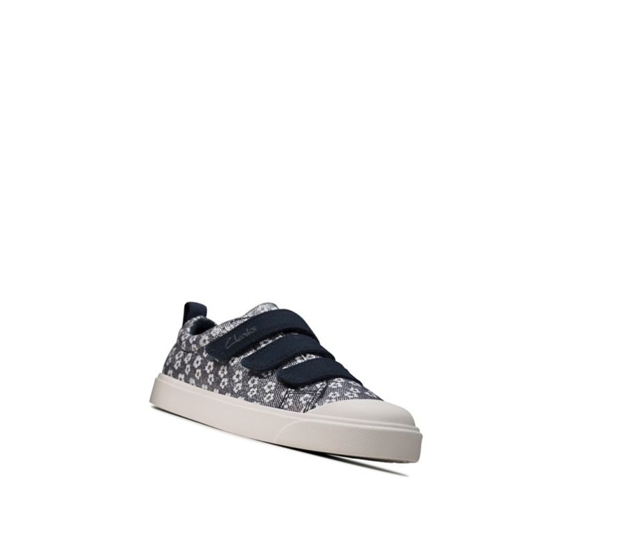 Buty Codzienne Clarks City Vibe Floral Dziewczynka Granatowe | MBHXKV143