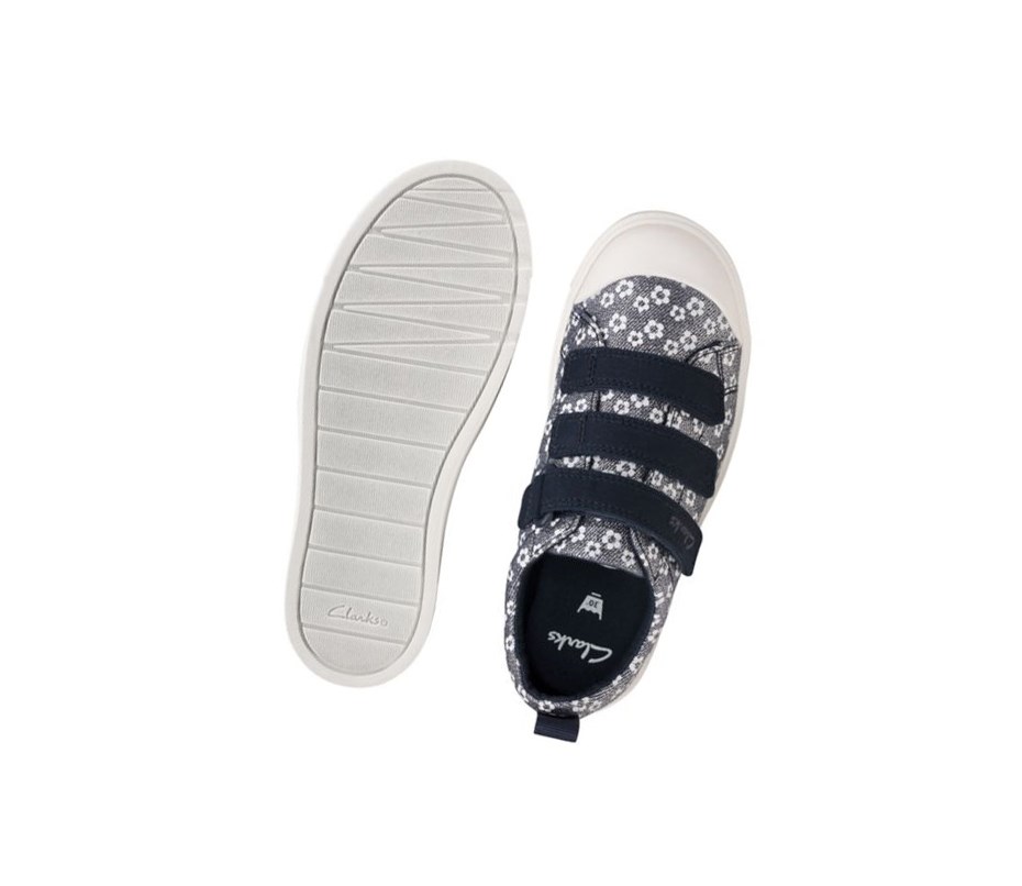 Buty Codzienne Clarks City Vibe Floral Dziewczynka Granatowe | MBHXKV143