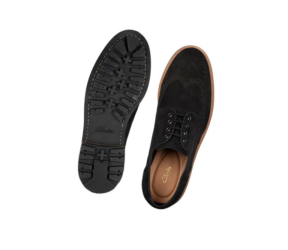 Buty Codzienne Clarks Foxwell Limit Zamszowe Męskie Czarne | BOQIDA180