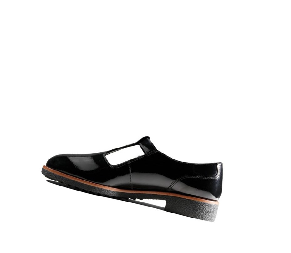 Buty Codzienne Clarks Griffin Town Lakierowana Damskie Czarne | LUKZPA793