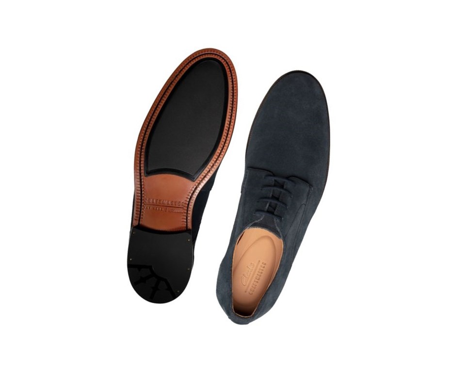 Buty Codzienne Clarks Oliver Koronkowe Zamszowe Męskie Granatowe | KOFYGI083