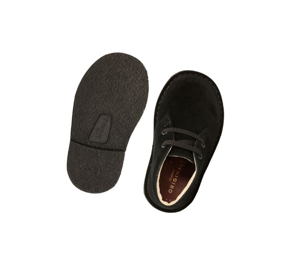 Buty Codzienne Clarks Oryginalne Zamszowe Chłopięce Czarne | IHXLYT352