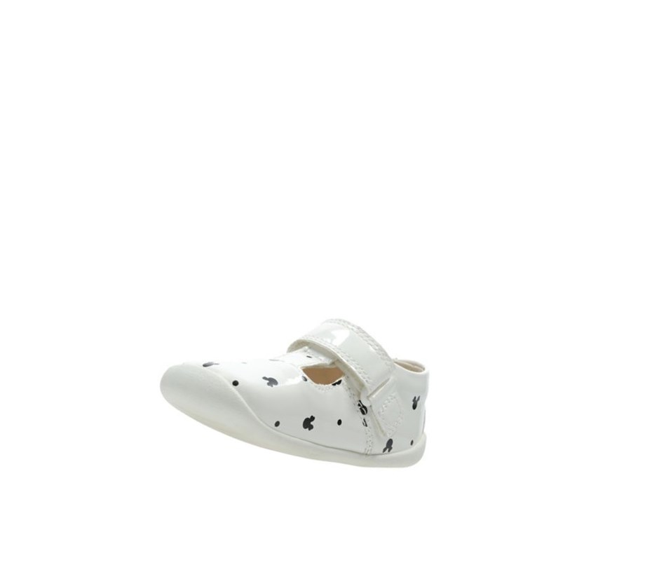 Buty Codzienne Clarks Roamer Polka T-bar Syntetyczna Chłopięce Białe | QTOPZC689