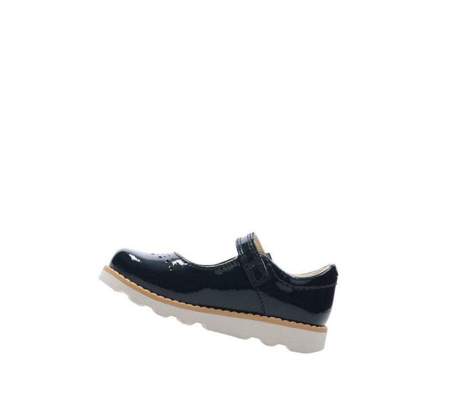 Buty Mary Jane Clarks Crown Jump Lakierowana Skórzane Dziewczynka Granatowe | JNHFCI423