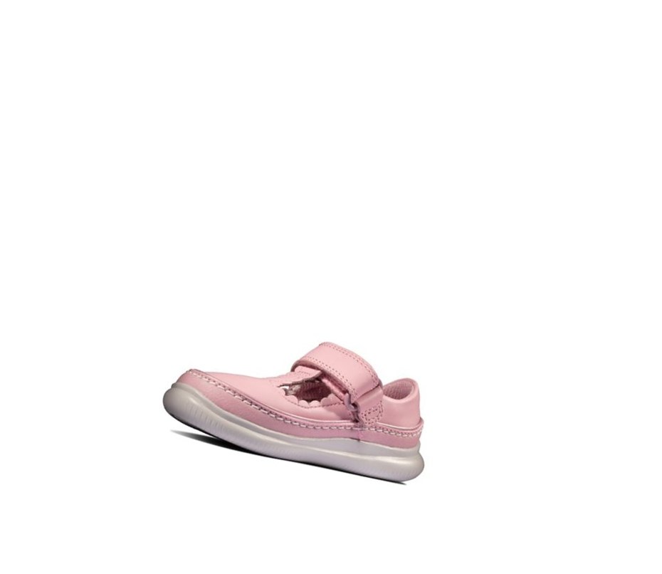 Buty Skórzane Clarks Crest Sky Skórzane Dziewczynka Różowe | ZMBYLH319