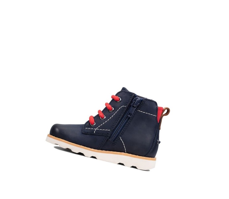 Buty Skórzane Clarks Crown Hike Skórzane Chłopięce Granatowe | KSUBVQ512