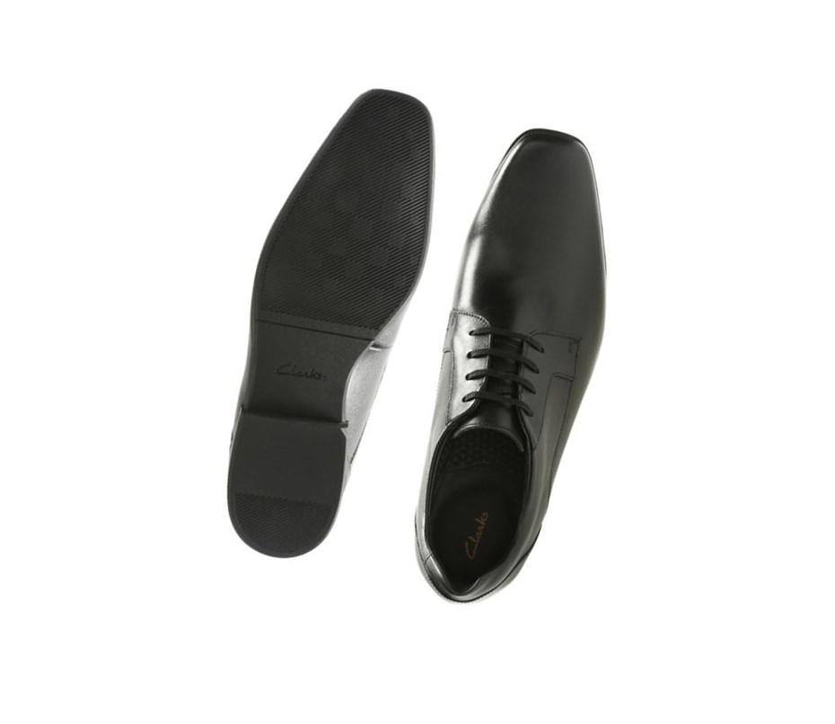 Buty Skórzane Clarks Glement Koronkowe Skórzane Męskie Czarne | SUWJKB796