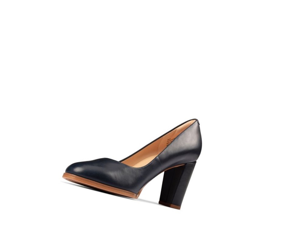 Buty Skórzane Clarks Kaylin Cara 2 Skórzane Damskie Granatowe | KVGWSL952