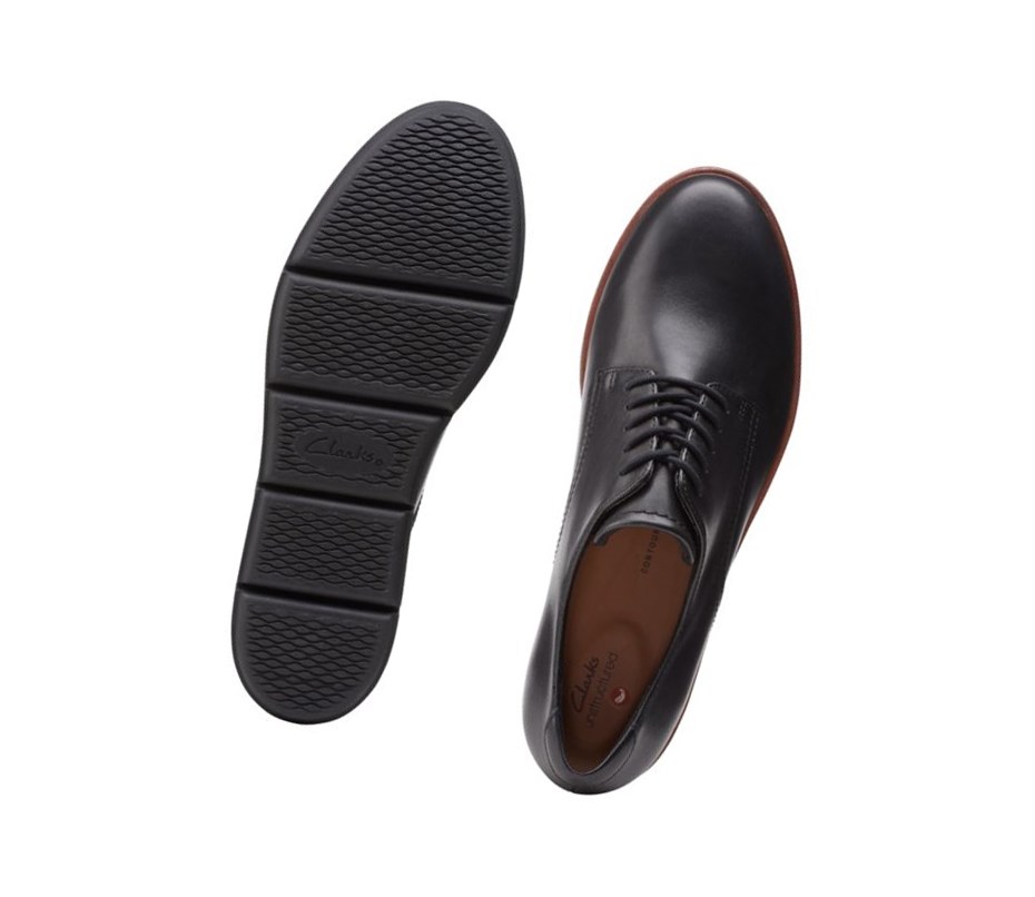 Buty Skórzane Clarks Shaylin Koronkowe Skórzane Szerokie Fit Damskie Czarne | YPSLHF810