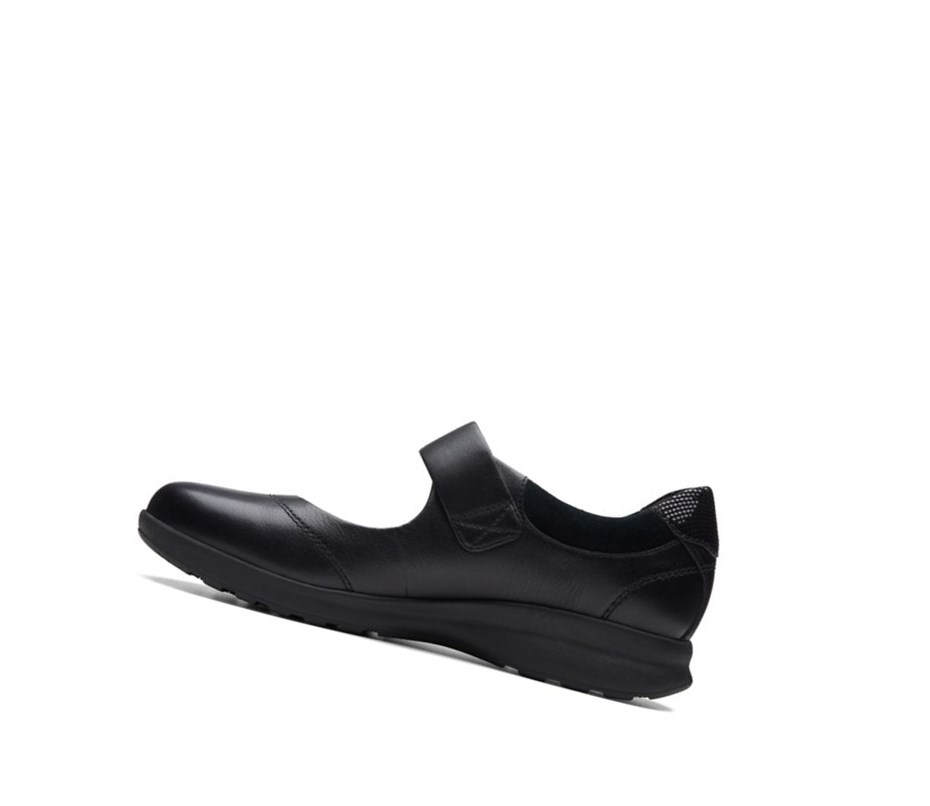 Buty Skórzane Clarks Un Adorn Paskiem Skórzane Damskie Czarne | QUNXWV083
