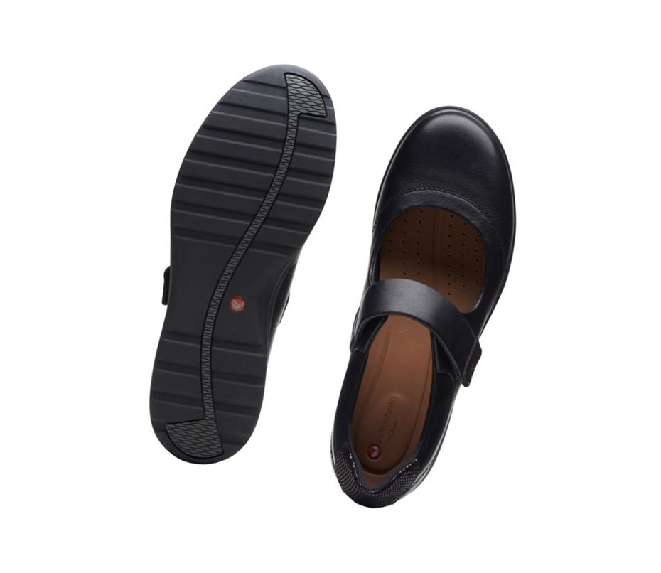 Buty Skórzane Clarks Un Adorn Paskiem Skórzane Damskie Czarne | QUNXWV083