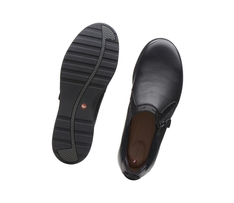 Buty Skórzane Clarks Un Adorn Zip Skórzane Damskie Czarne | IOLEZU042