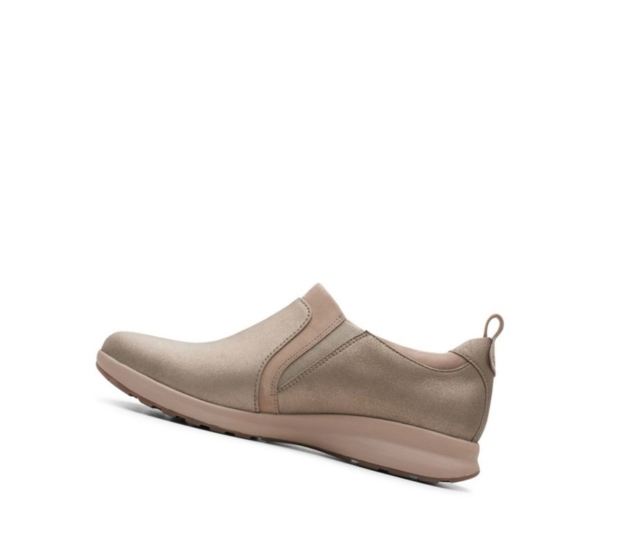 Buty Skórzane Clarks Un Adorn Zip Skórzane Szerokie Fit Damskie Beżowe | YBJWHO367