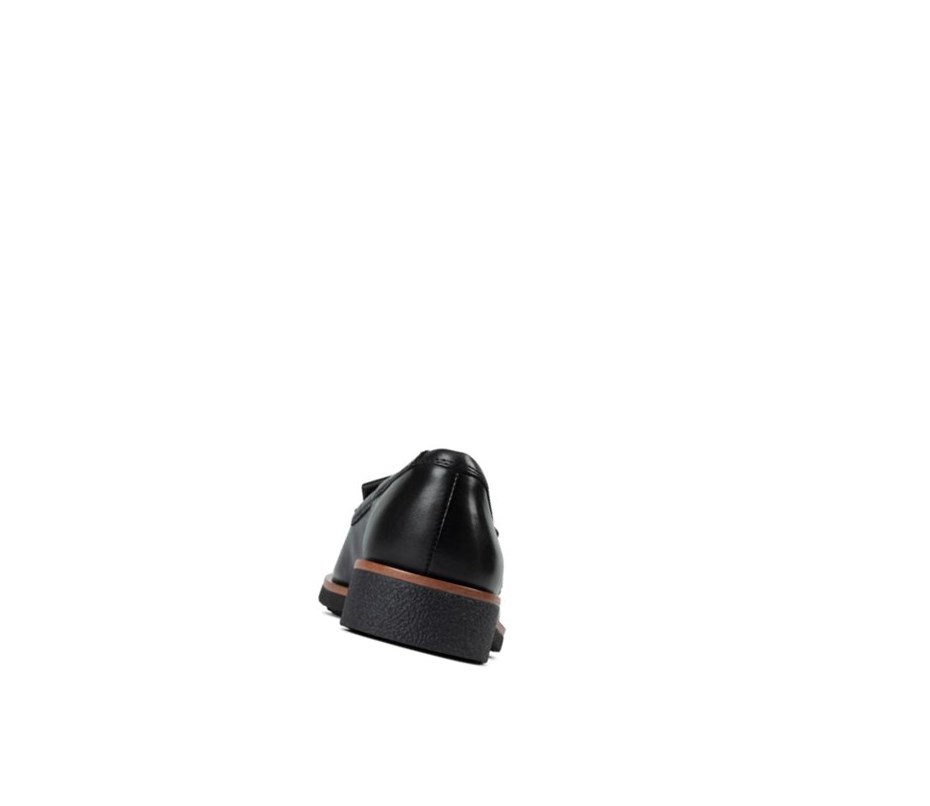 Buty Slip On Clarks Griffin Kilt Skórzane Damskie Czarne | ZODVNF879