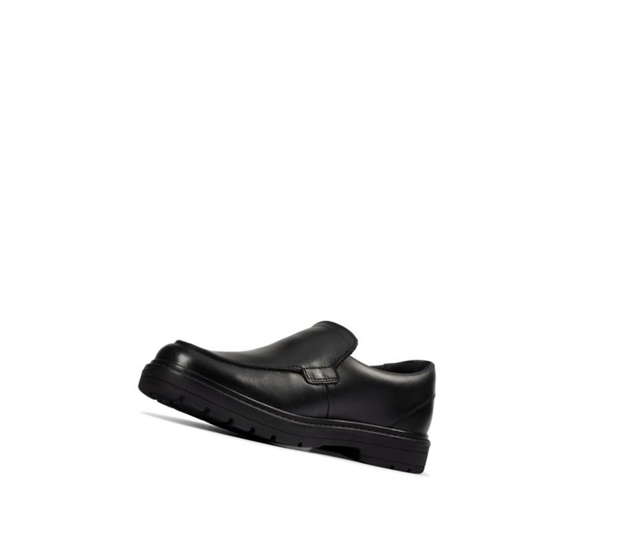 Buty Slip On Clarks Loxham Grove Skórzane Dziewczynka Czarne | CFLHUX459