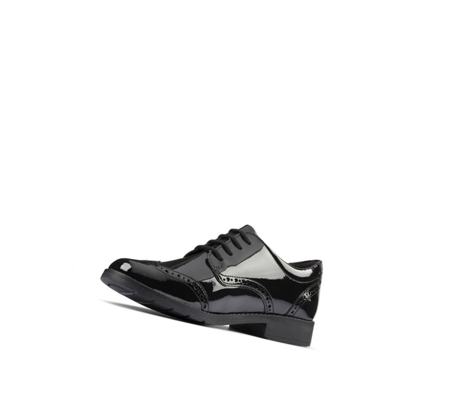 Buty Szkolne Clarks Aubrie Craft Lakierowana Skórzane Dziewczynka Czarne | OACQVI639