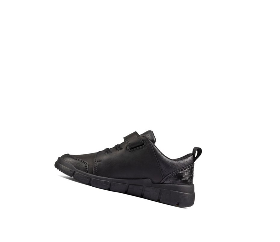 Buty Szkolne Clarks Encode Flash Skórzane Chłopięce Czarne | IHOJXY241