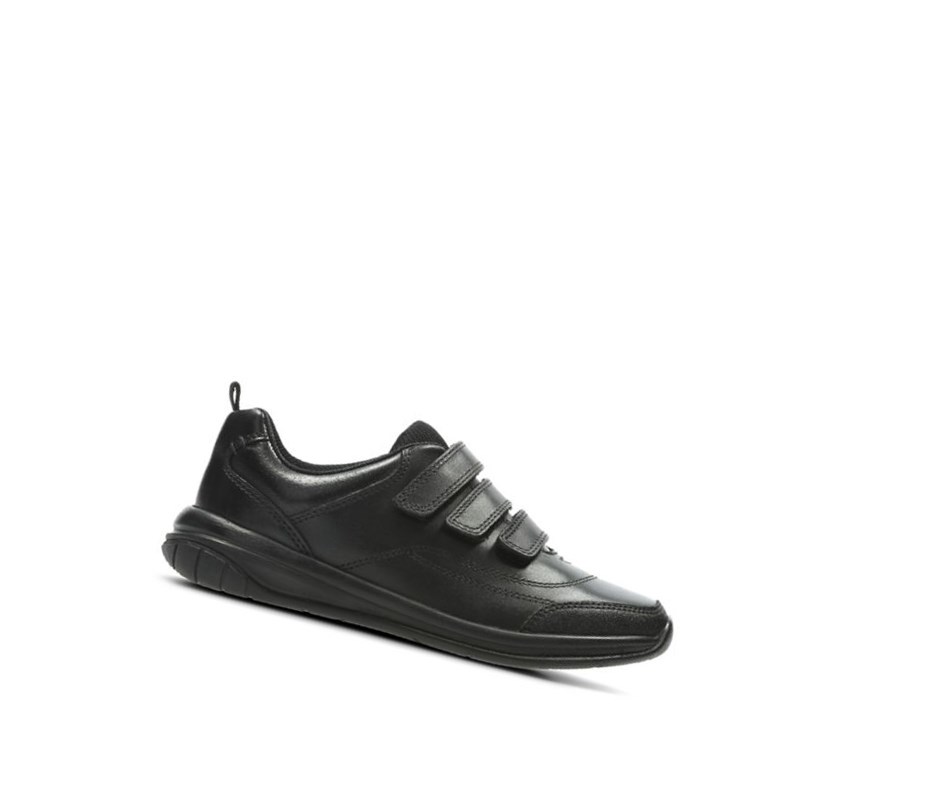 Buty Szkolne Clarks Hula Thrill Skórzane Chłopięce Czarne | TMDHJV532