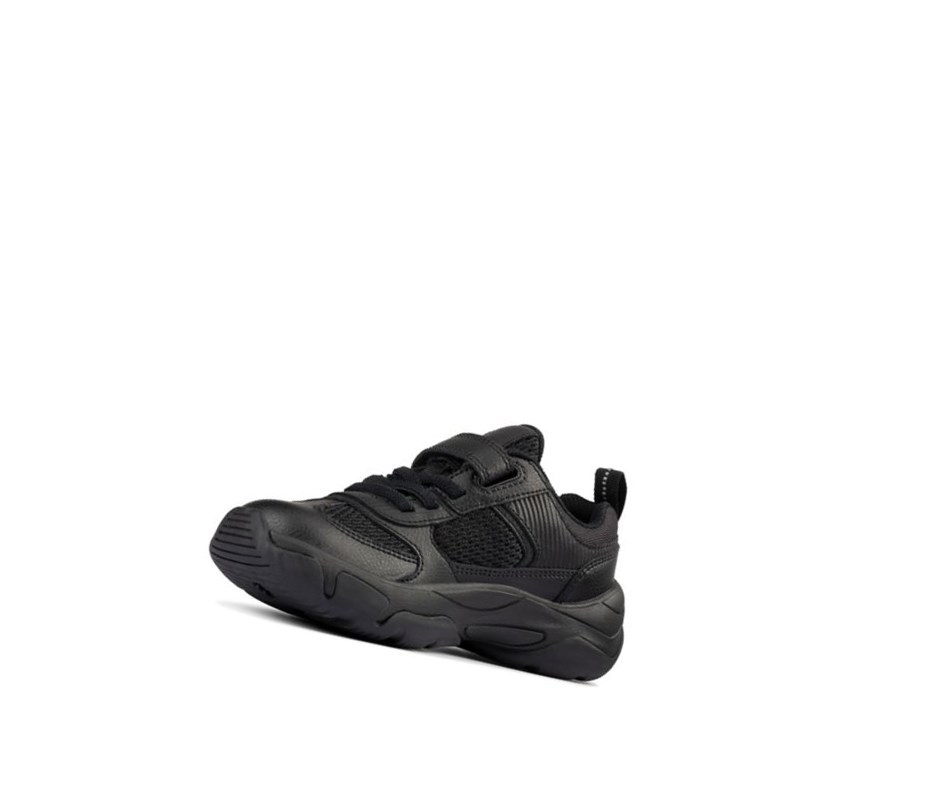 Buty Szkolne Clarks Kuju Run Skórzane Chłopięce Czarne | QAFSTO628