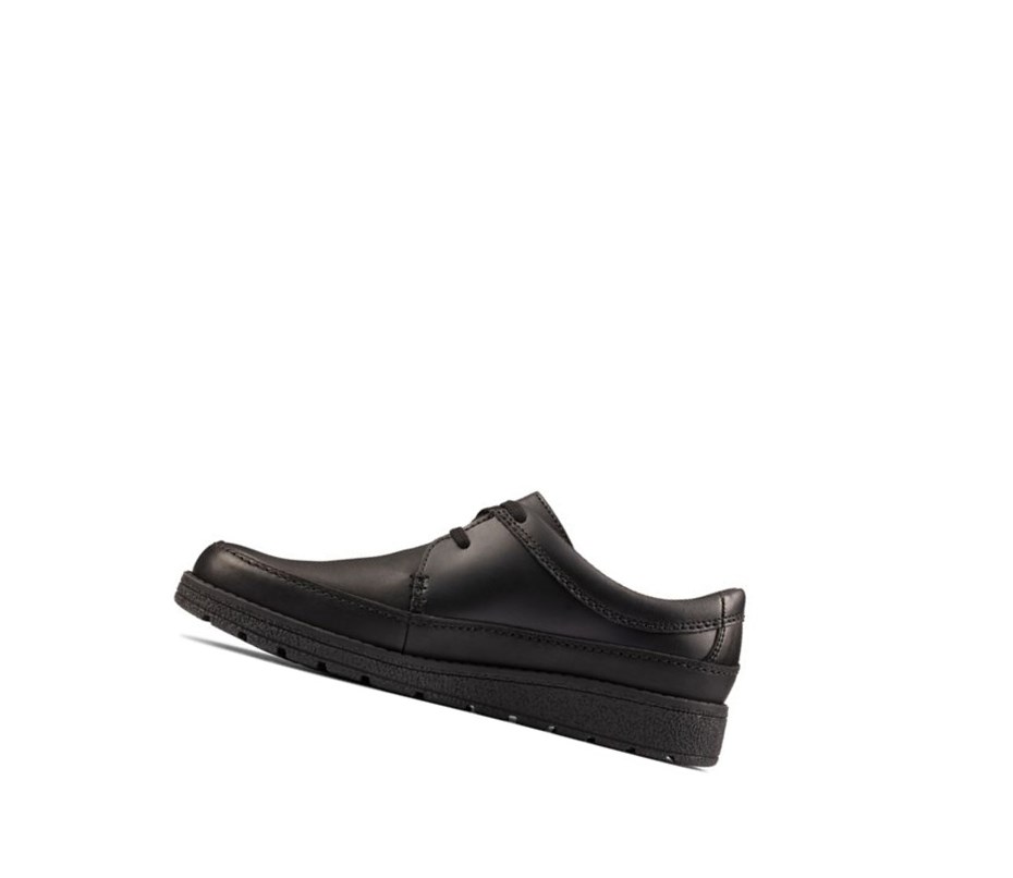Buty Szkolne Clarks Mendip Weaver Skórzane Chłopięce Czarne | MLHYJX764