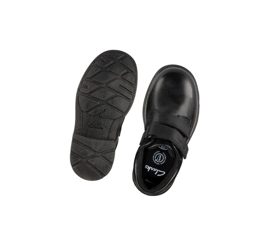 Buty Szkolne Clarks Remi Pace Skórzane Chłopięce Czarne | FBJSMU490