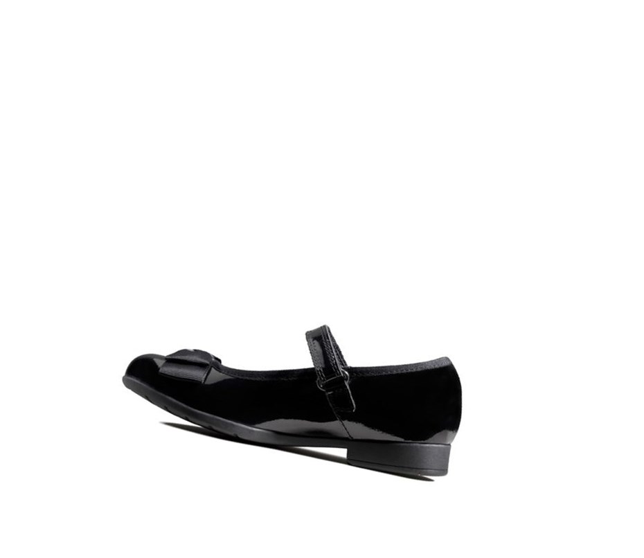 Buty Szkolne Clarks Scala Tap Lakierowana Tekstylne Dziewczynka Czarne | XMKJHN361