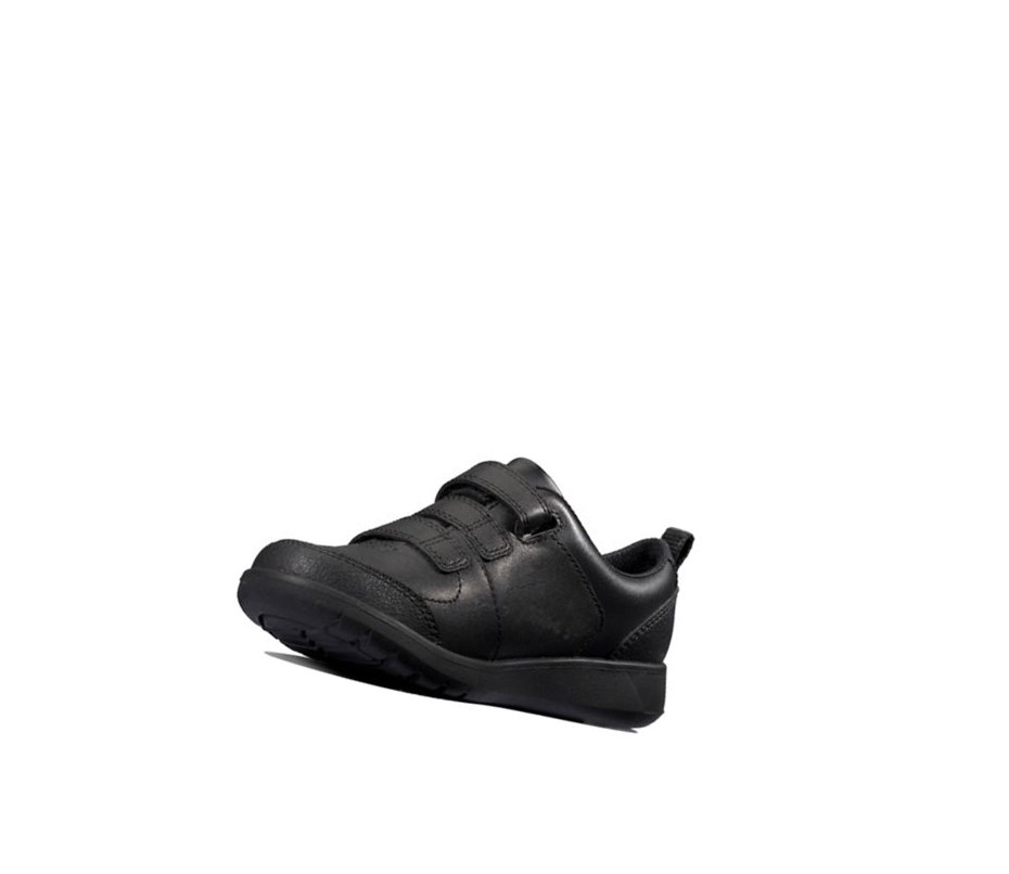 Buty Szkolne Clarks Scape Sky Skórzane Chłopięce Czarne | PBSKMJ716