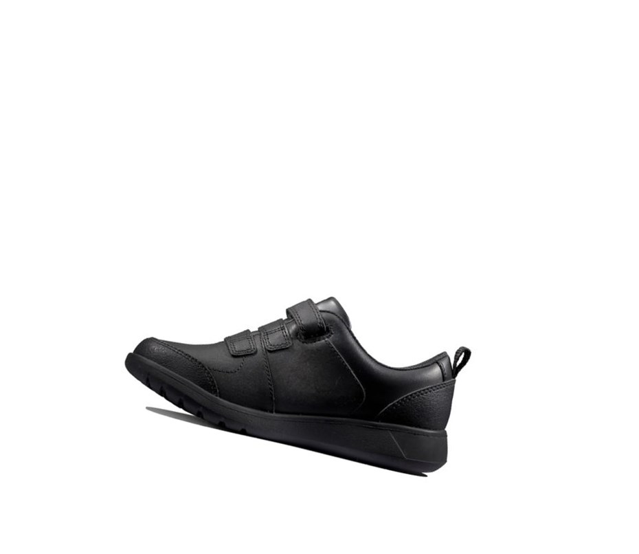 Buty Szkolne Clarks Scape Sky Skórzane Chłopięce Czarne | PBSKMJ716