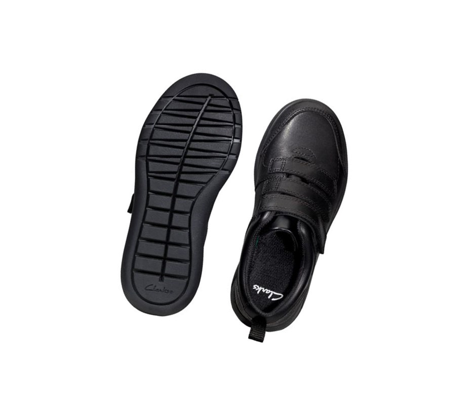 Buty Szkolne Clarks Scape Sky Skórzane Chłopięce Czarne | PBSKMJ716