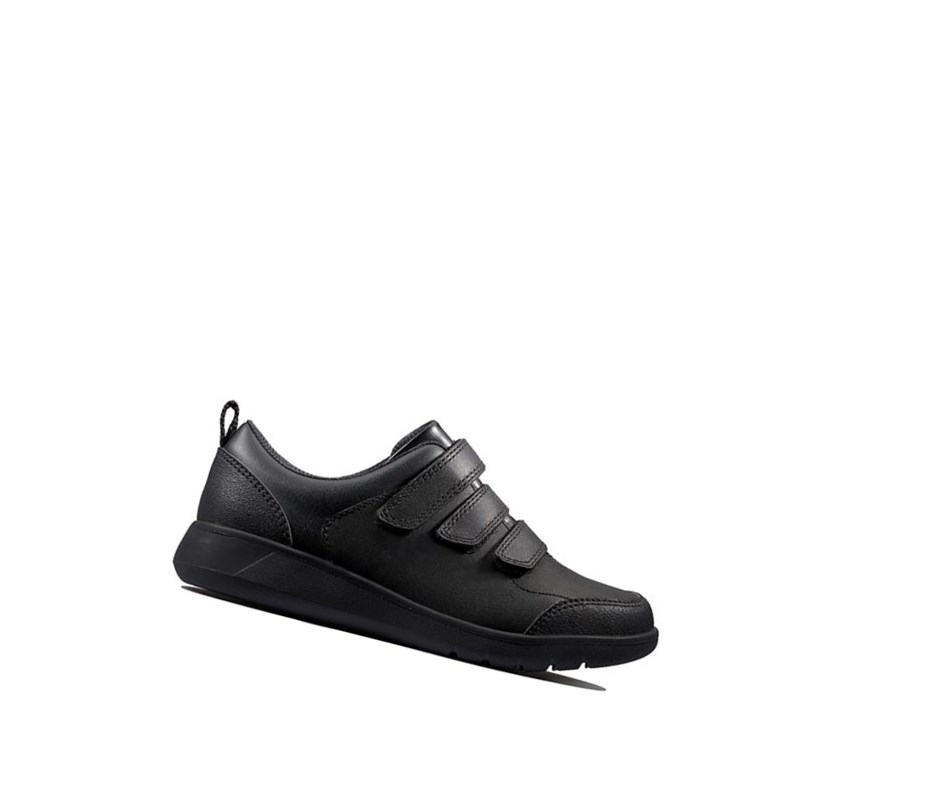 Buty Szkolne Clarks Scape Sky Skórzane Chłopięce Czarne | PBSKMJ716