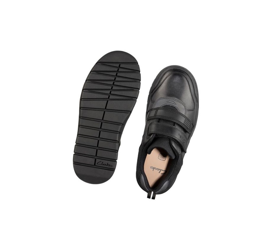 Buty Szkolne Clarks Scooter Speed Skórzane Chłopięce Czarne | KHUECV241