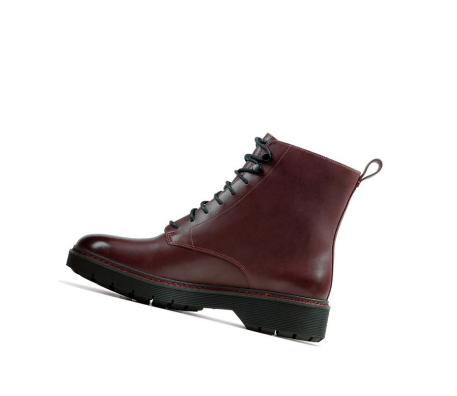 Buty Sznurowane Clarks Witcombe Hi Skórzane Damskie Bordowe | BHKLCU026