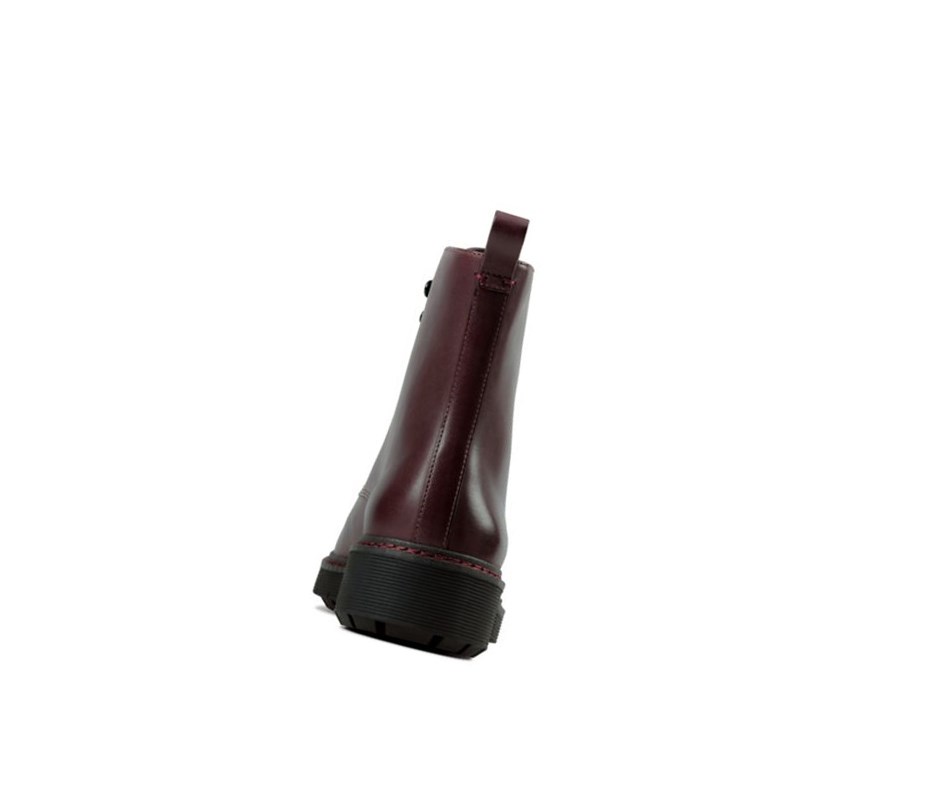 Buty Sznurowane Clarks Witcombe Hi Skórzane Damskie Bordowe | BHKLCU026