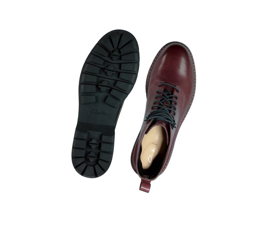 Buty Sznurowane Clarks Witcombe Hi Skórzane Damskie Bordowe | BHKLCU026
