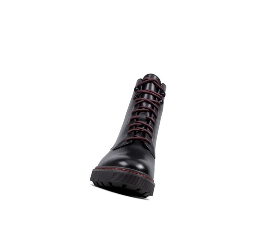 Buty Sznurowane Clarks Witcombe Hi Skórzane Damskie Czarne | FCPAGE847