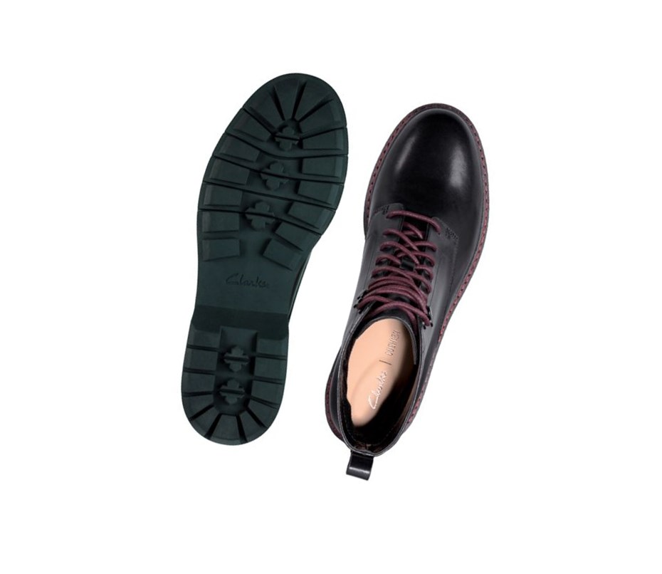 Buty Sznurowane Clarks Witcombe Hi Skórzane Damskie Czarne | FCPAGE847